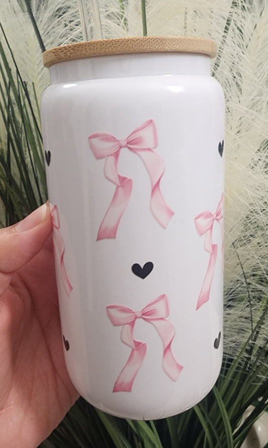 Bow and heart cup (bling lid)